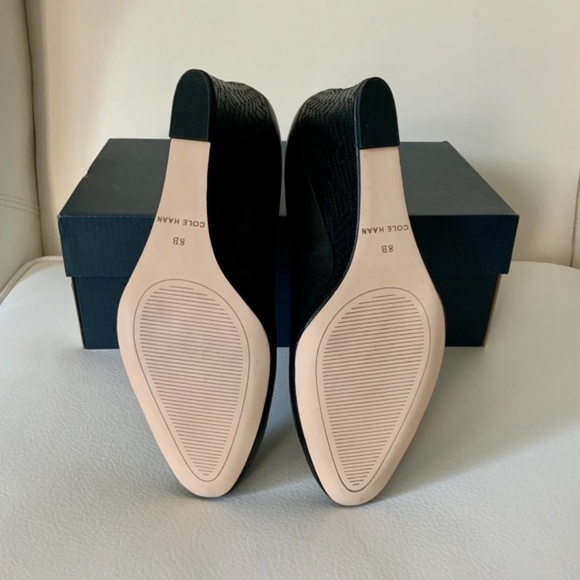 Cole Haan Marit Geo Wedge Heel Pump Black Leather - Picture 10 of 16